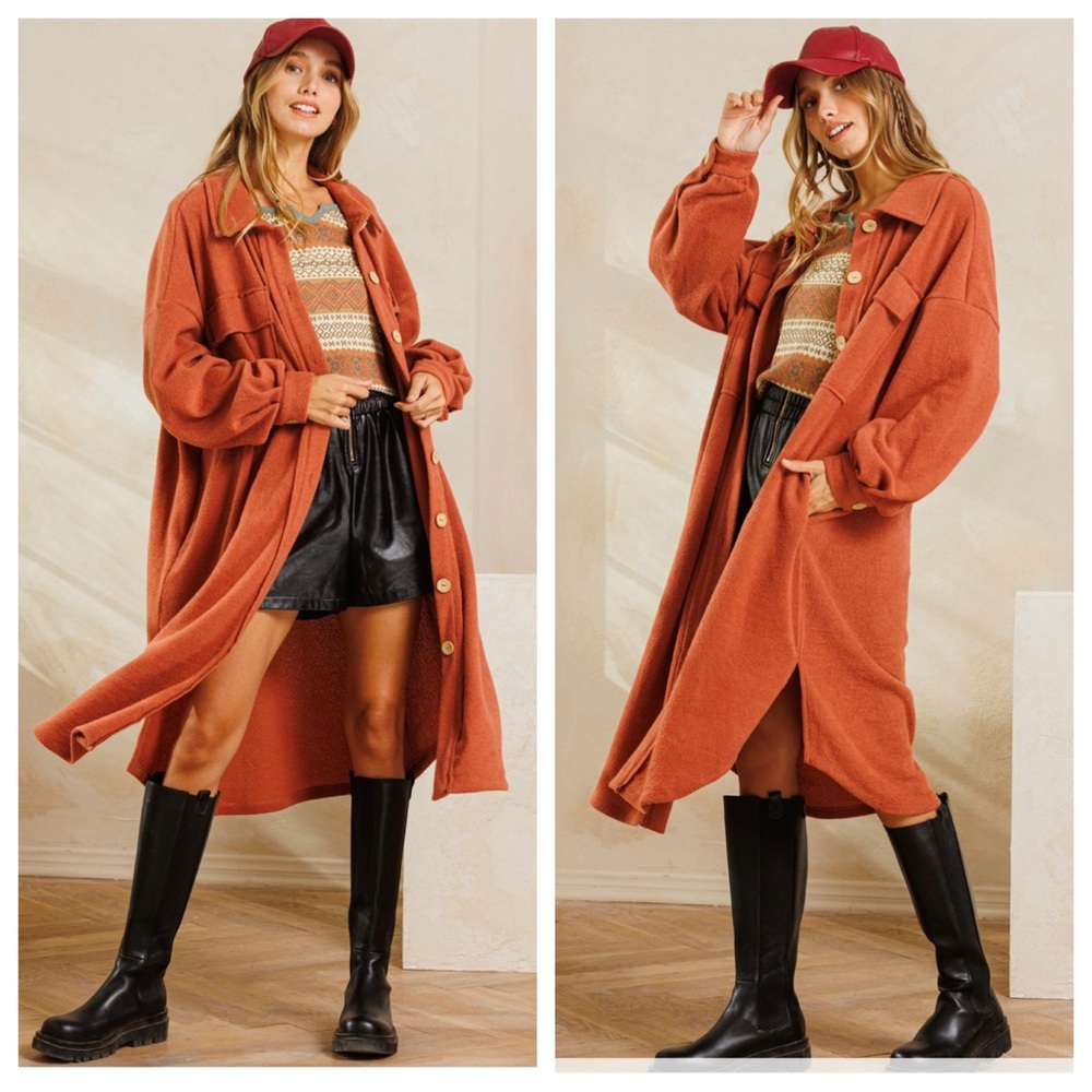 Cozy Most Fabulous Stretch Front Button Down Long Coat